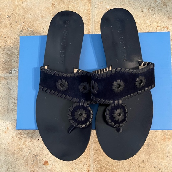 NEW IN BOX Jack Rogers Blue Suede Demi Wedge Size 7 - Picture 2 of 6